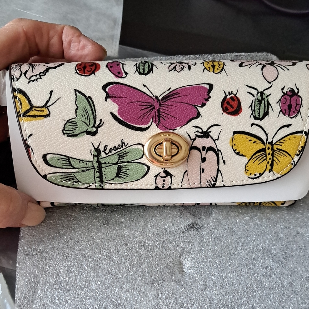 Coach White Butterfly Print Sunglass Case